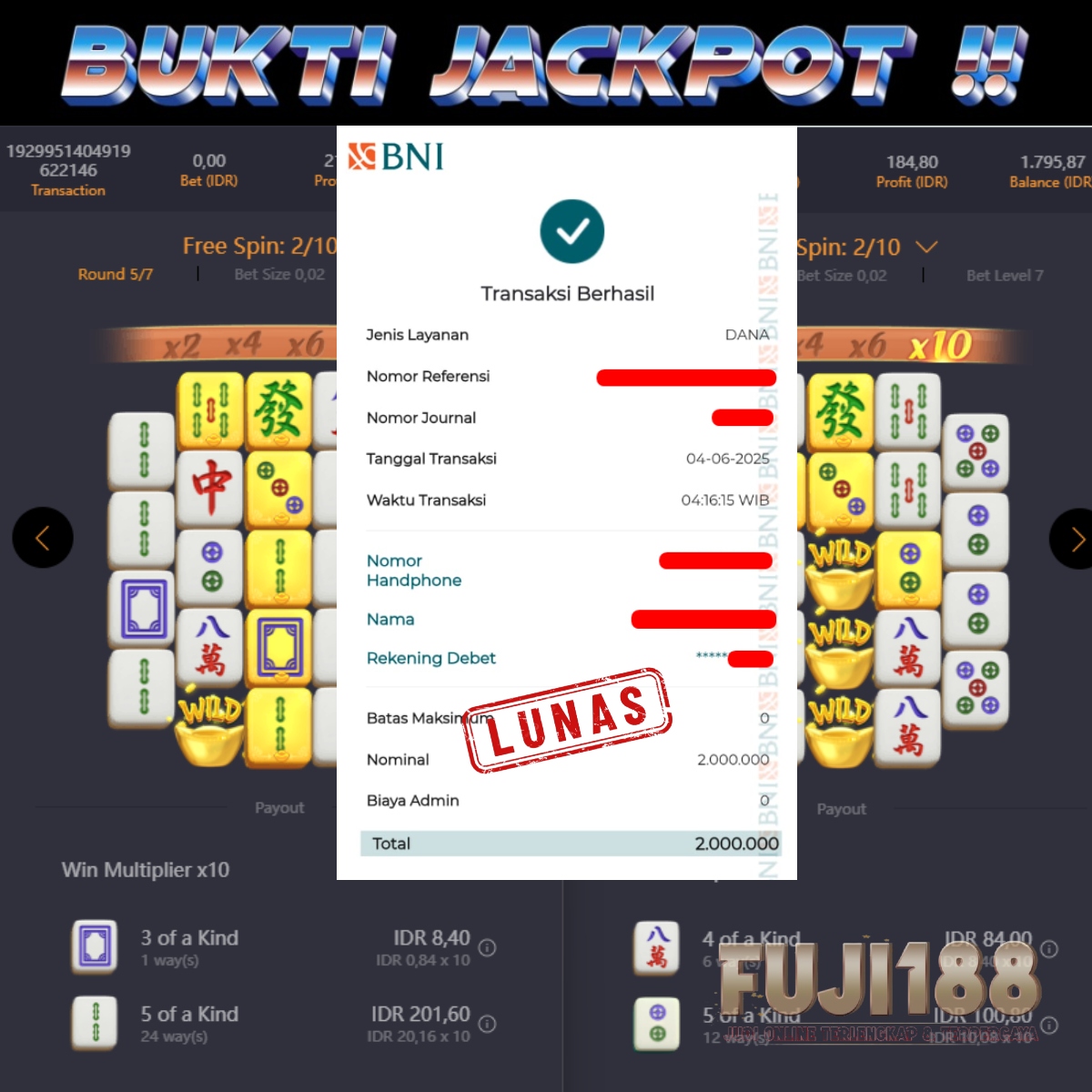 Bukti Kemenangan MAHJONG WAYS 2 – PG SOFT