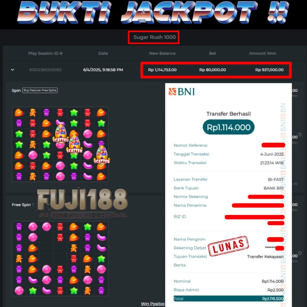 Bukti Kemenangan Sugar Rush 1000 – PRAGMATIC PLAY