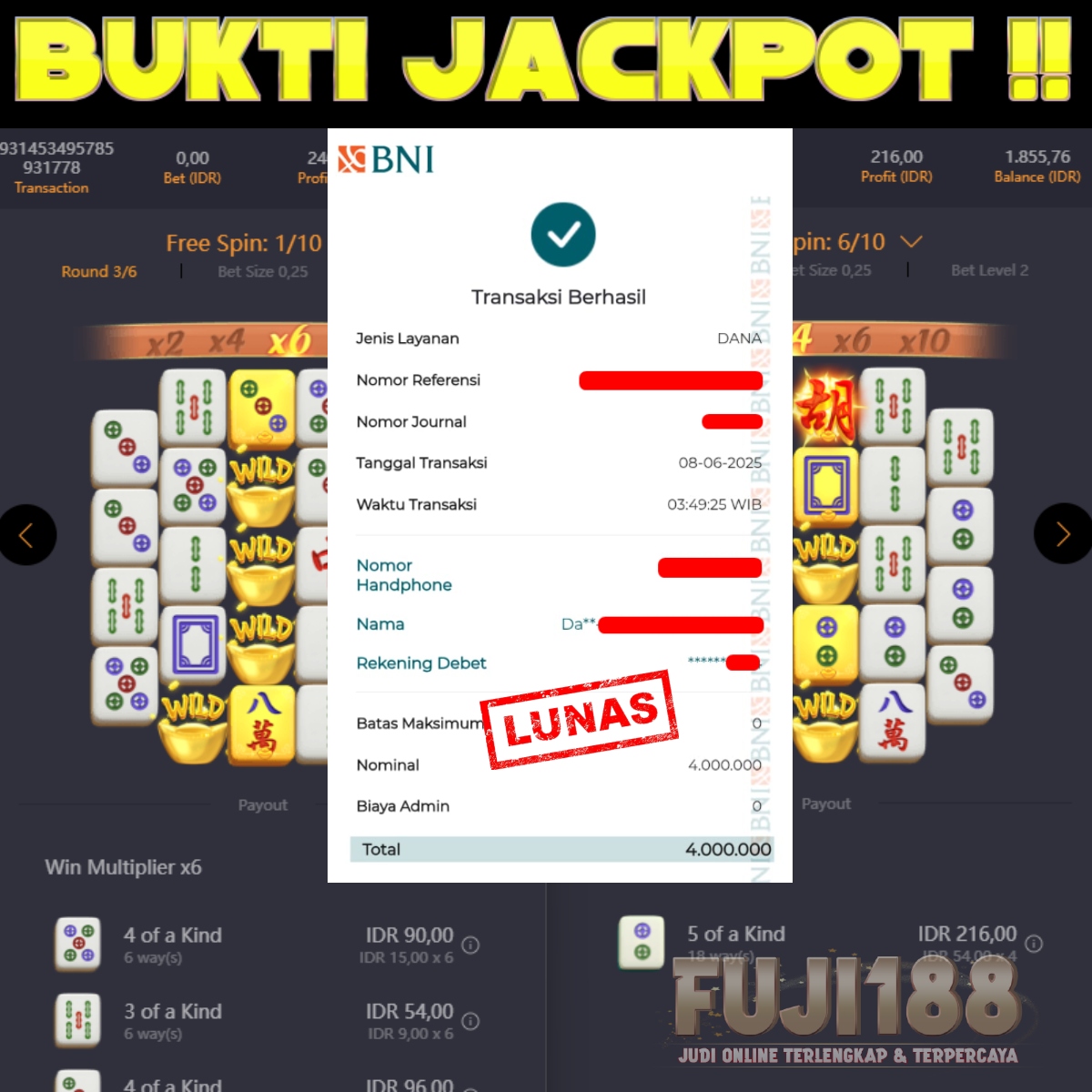 Bukti Kemenangan MAHJONG WAYS  – PG SOFT