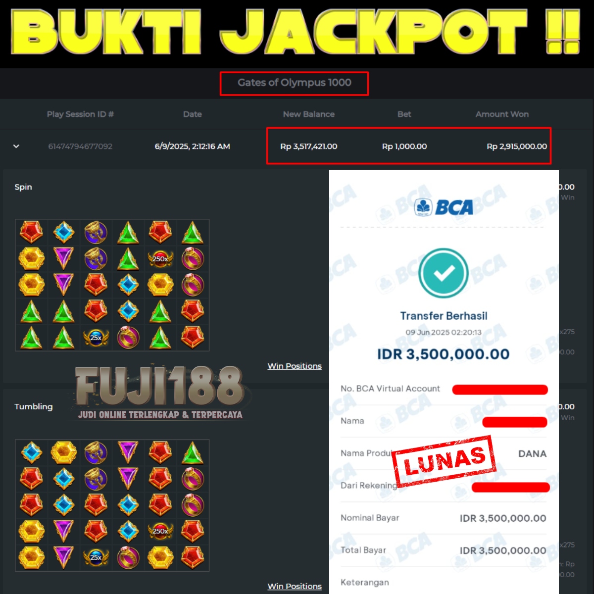 Bukti Kemenangan Gates of Olympus 1000 – PRAGMATIC PLAY