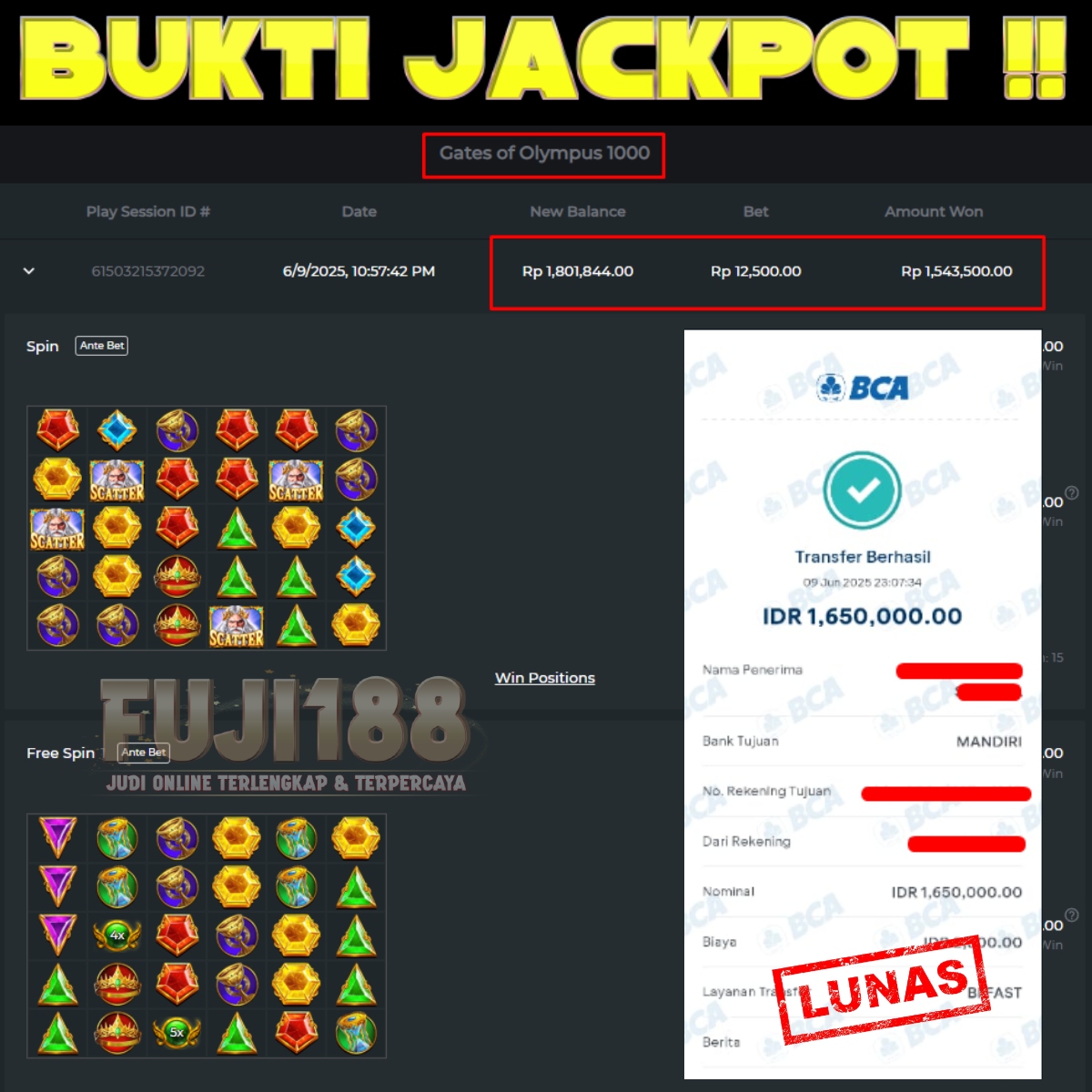 Bukti Kemenangan Gates of Olympus 1000 – PRAGMATIC PLAY