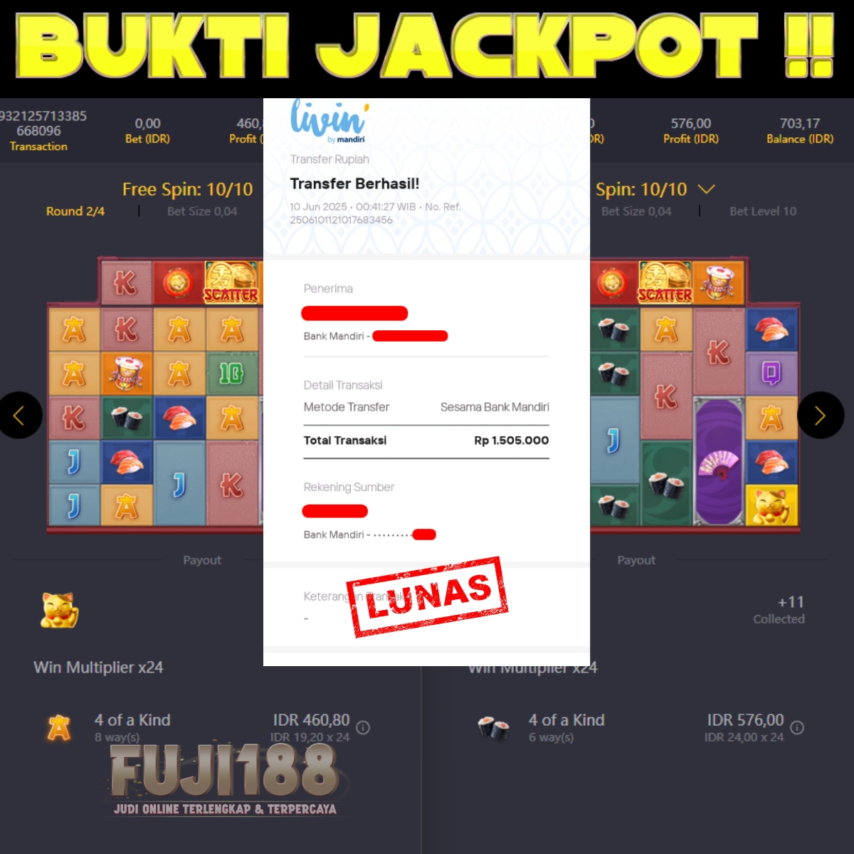 Bukti Kemenangan LUCKY NEKO – PG SOFT