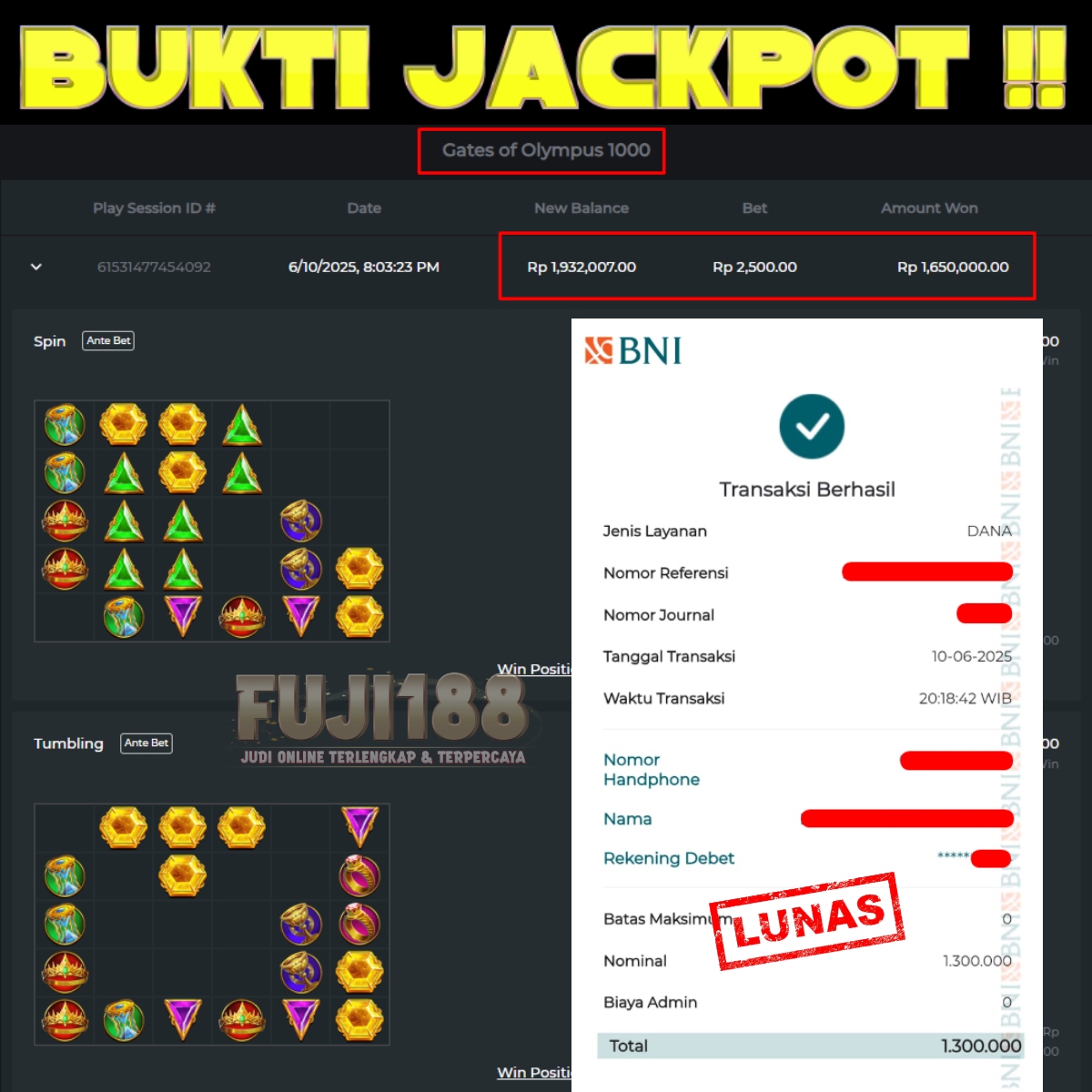 Bukti Kemenangan Gates of Olympus 1000 – PRAGMATIC PLAY