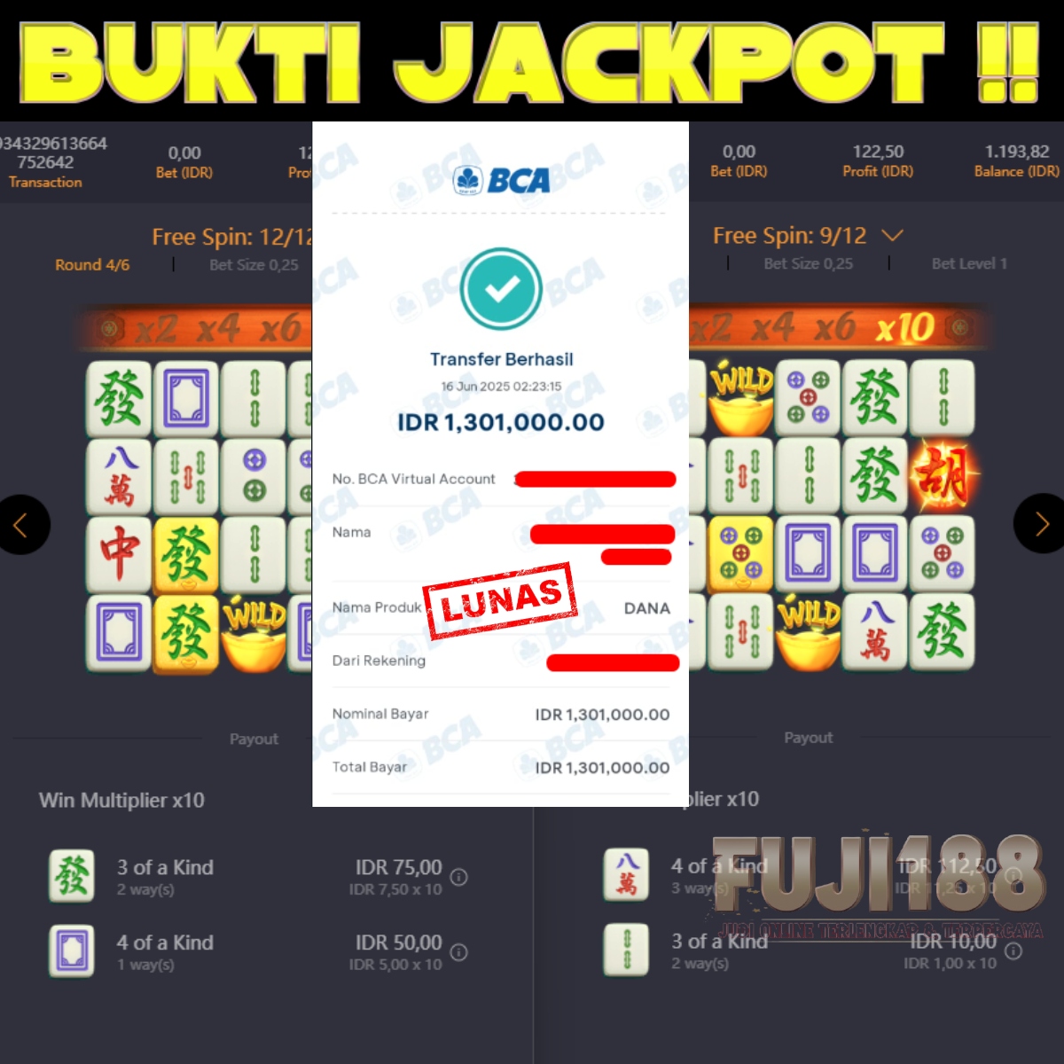 Bukti Kemenangan MAJHONG WAYS – PG SOFT