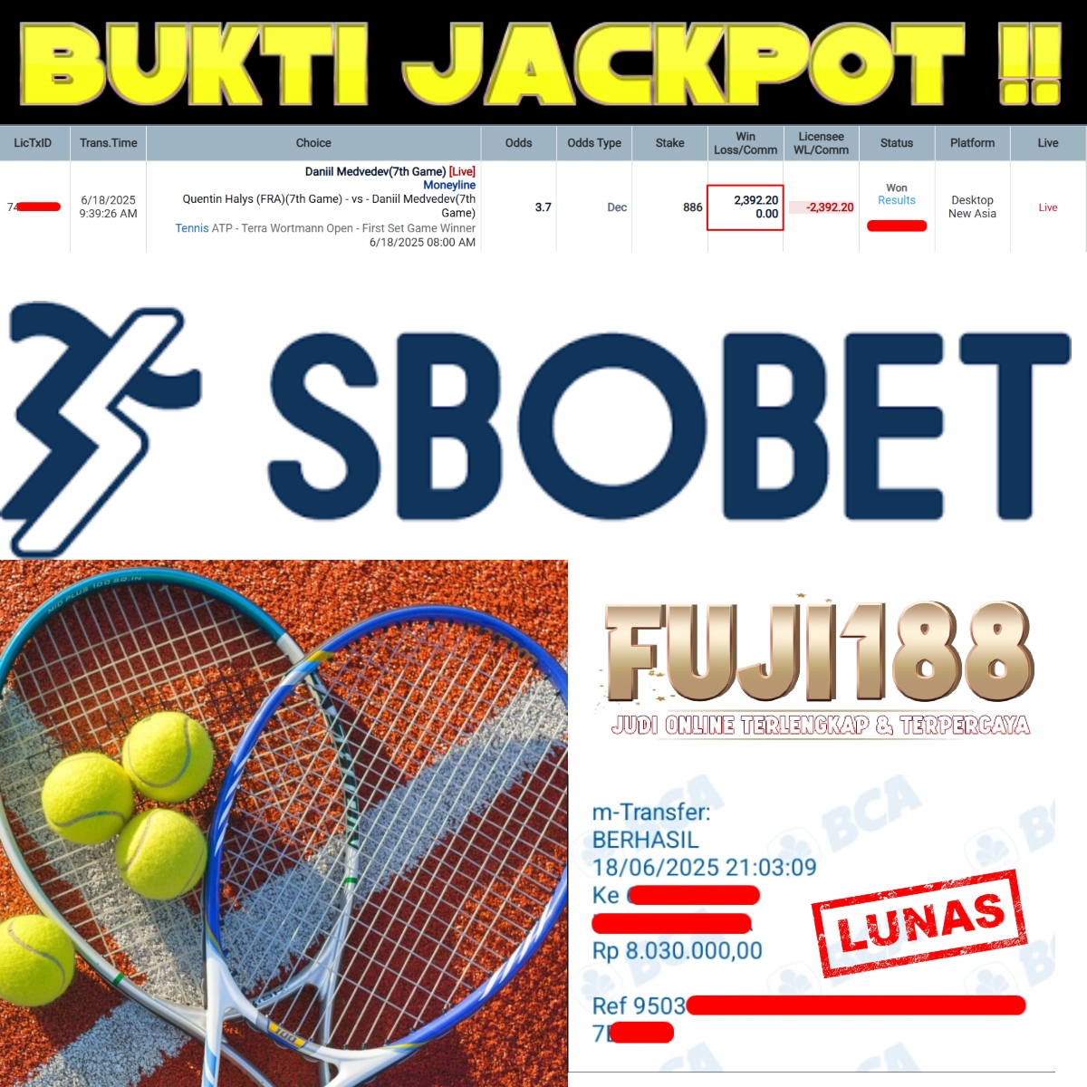 Bukti Kemenangan Sport Tennis – SBO SPORT