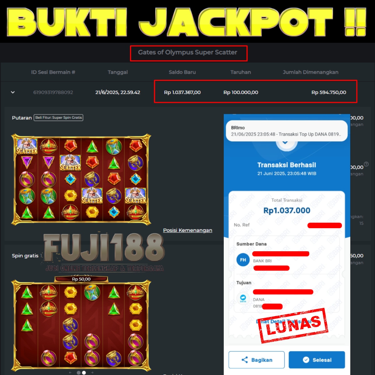 Bukti Kemenangan Gates of Olympus Super Scatter – PRAGMATIC PLAY