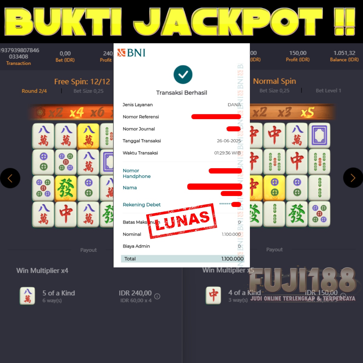 Bukti Kemenangan MAHJONG WAYS  – PG SOFT