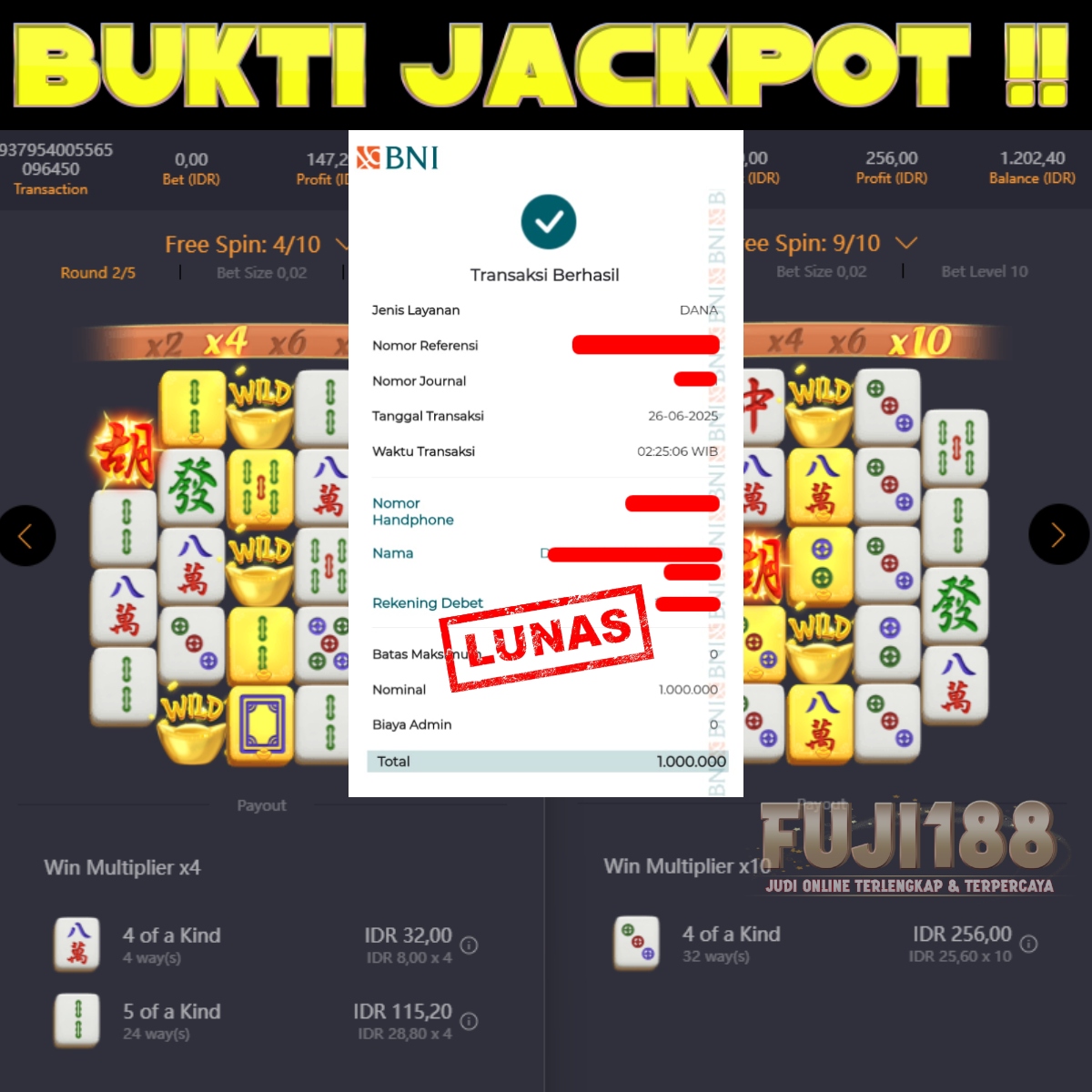Bukti Kemenangan MAHJONG WAYS  2 – PG SOFT