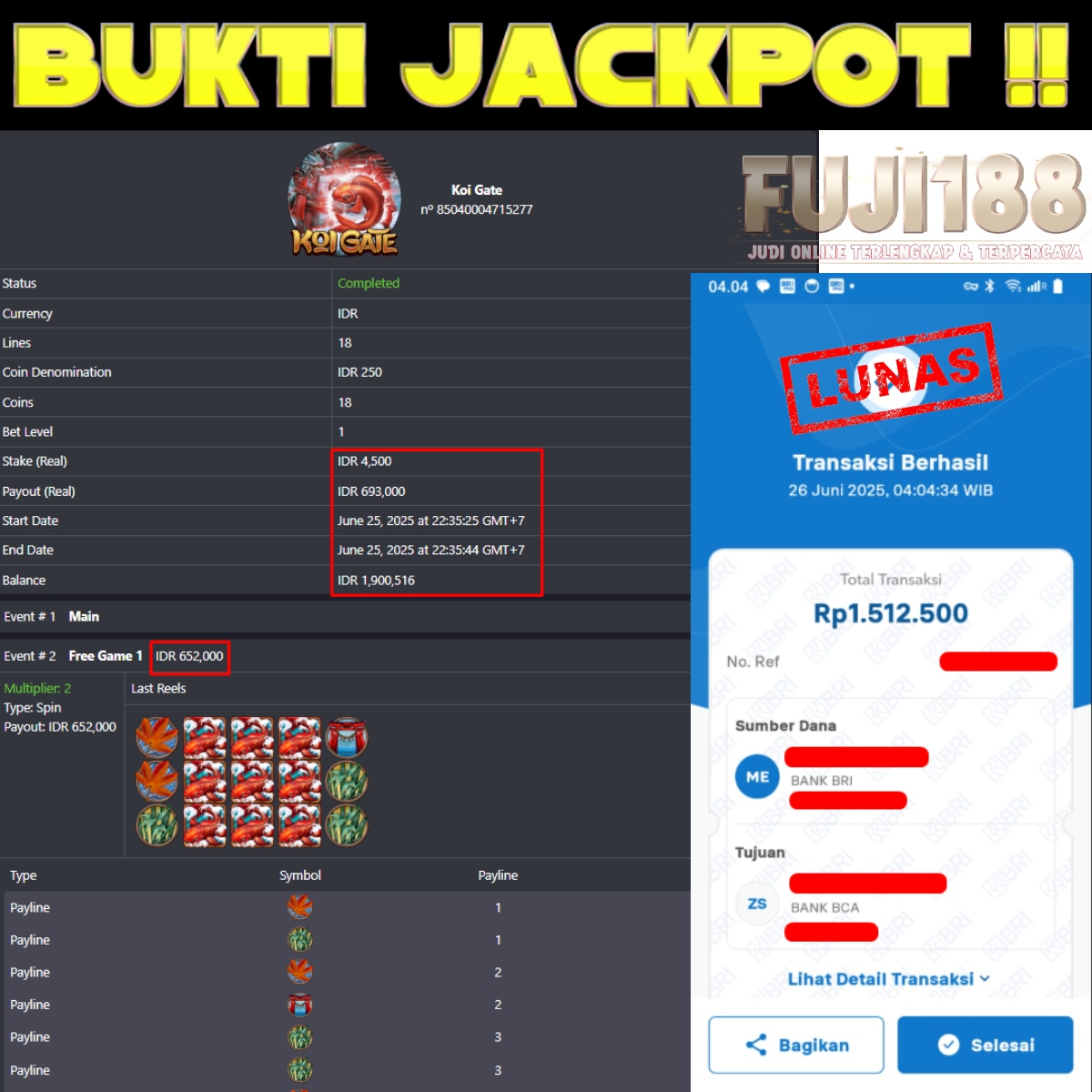 Bukti Kemenangan HABANERO – KOI GATE