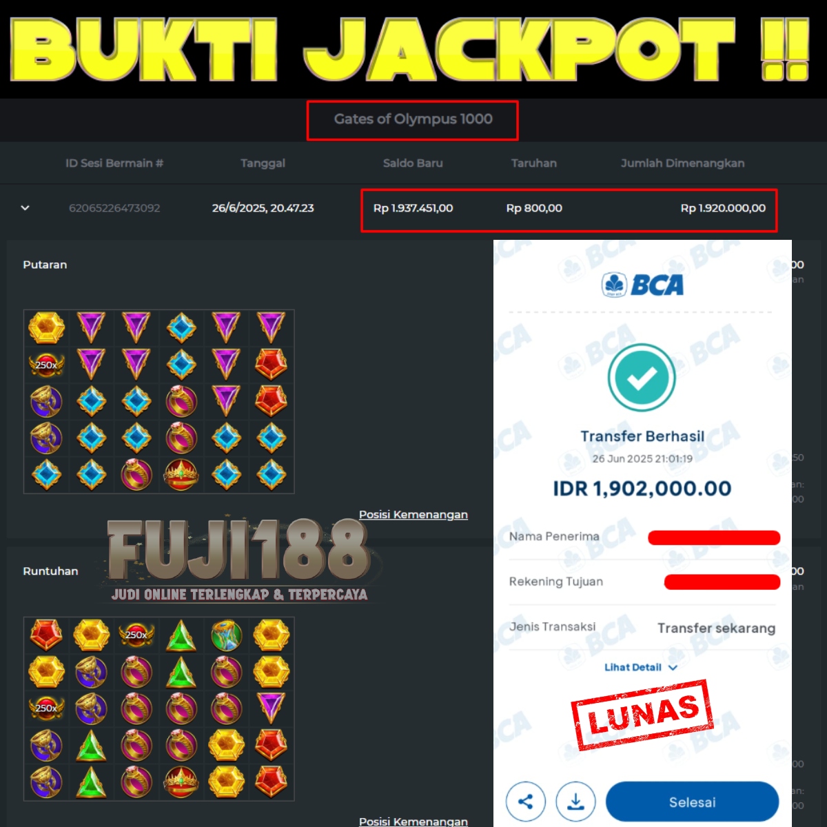 Bukti Kemenangan Gates of Olympus 1000 – PRAGMATIC PLAY