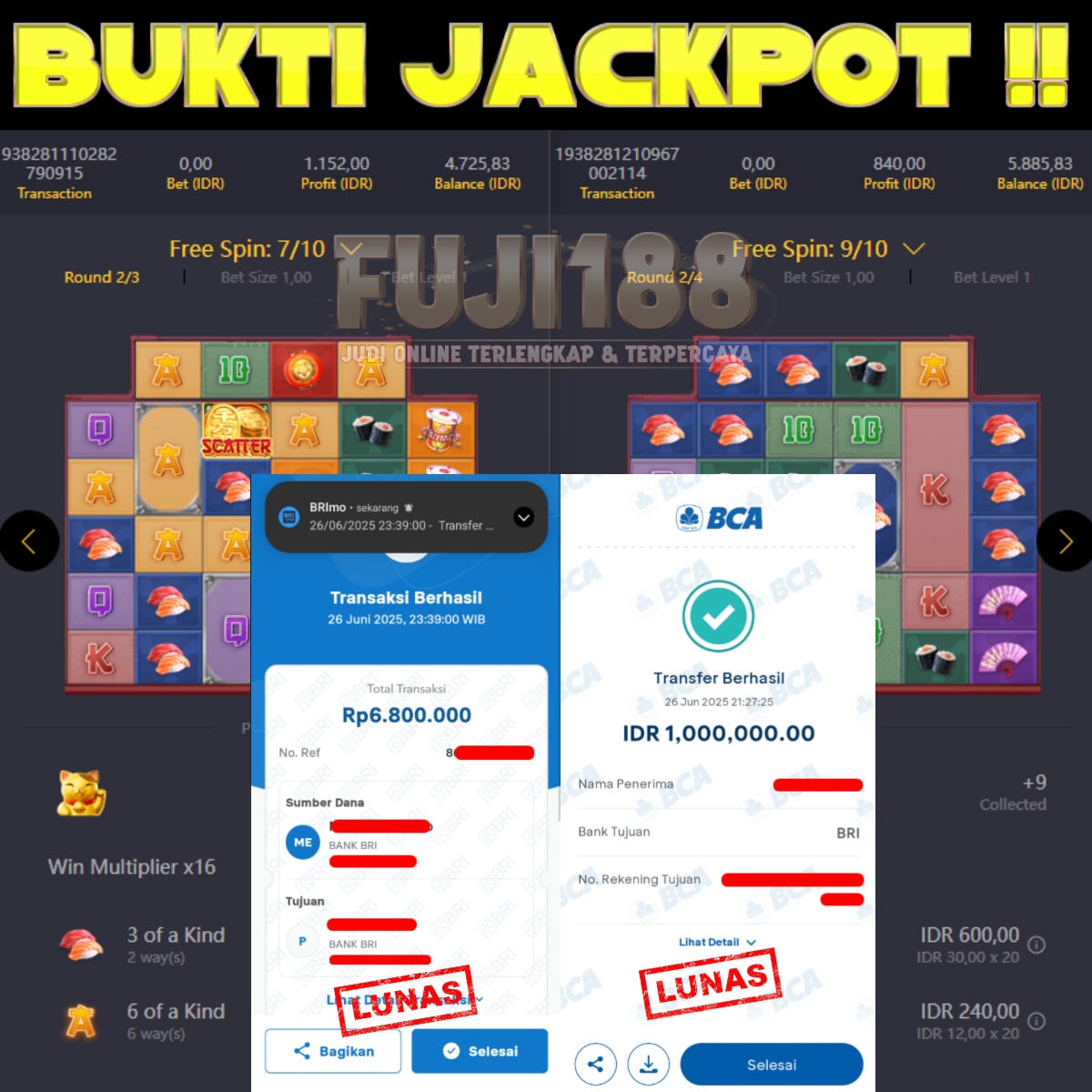 Bukti Kemenangan LUCKY NEKO – PG SOFT