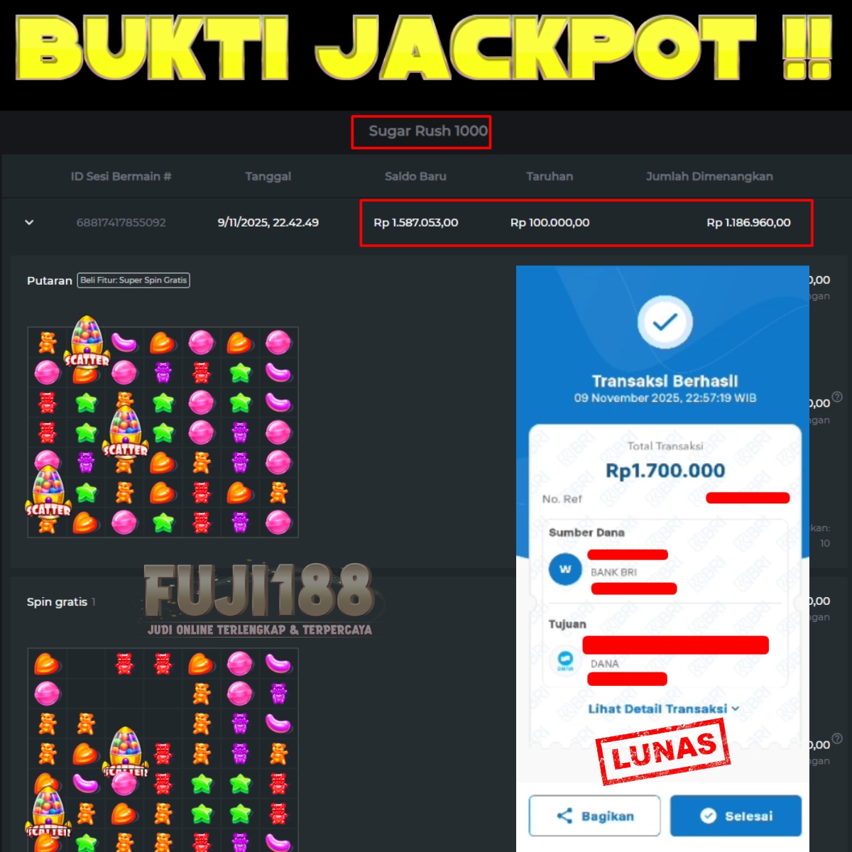 Bukti Kemenangan Sugar Rush 1000