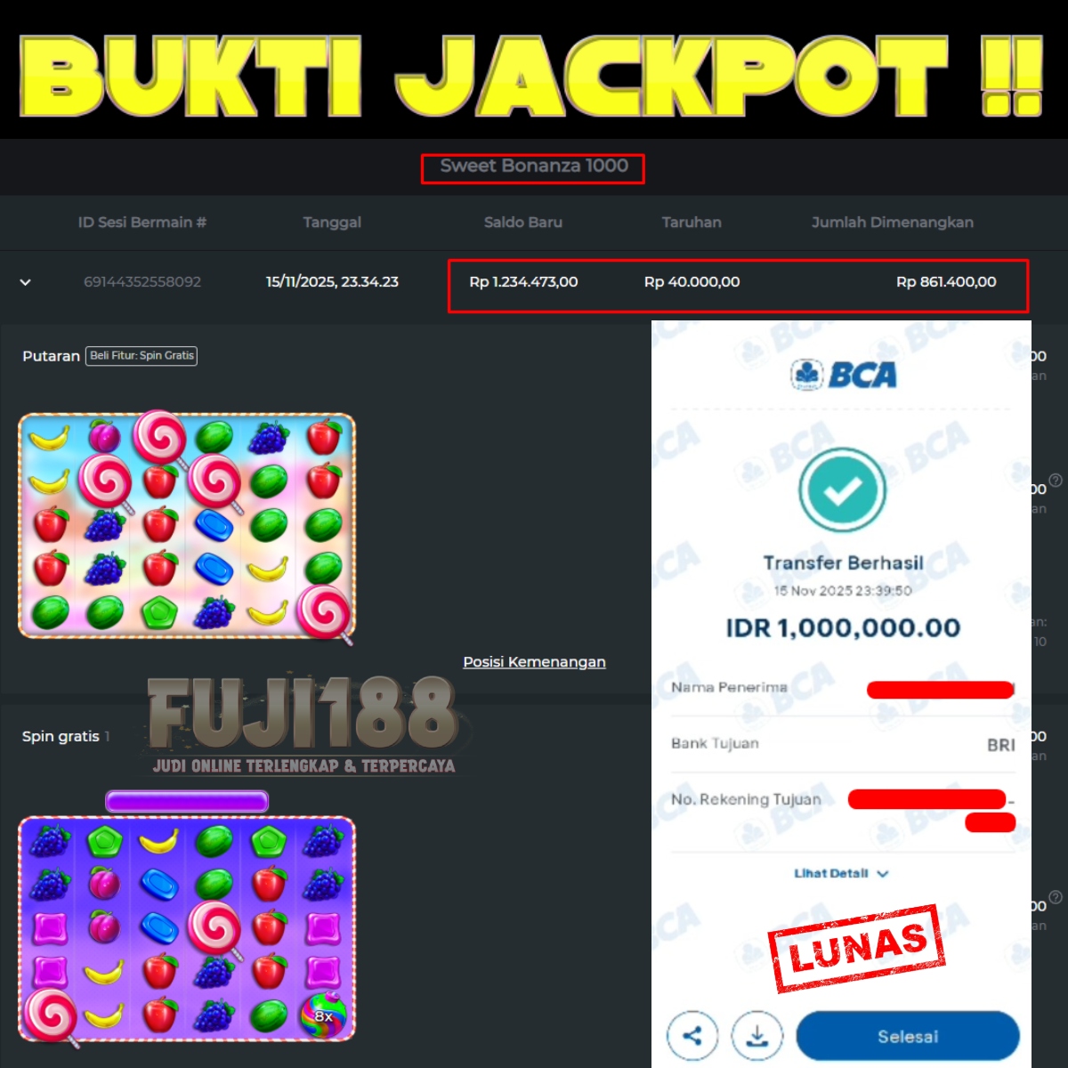 Bukti Kemenangan Sweet Bonanza 1000