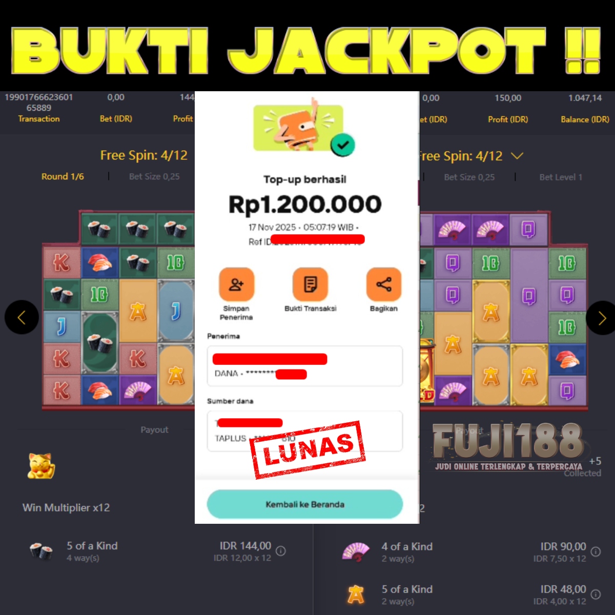 Bukti Kemenangan LUCKY NEKO