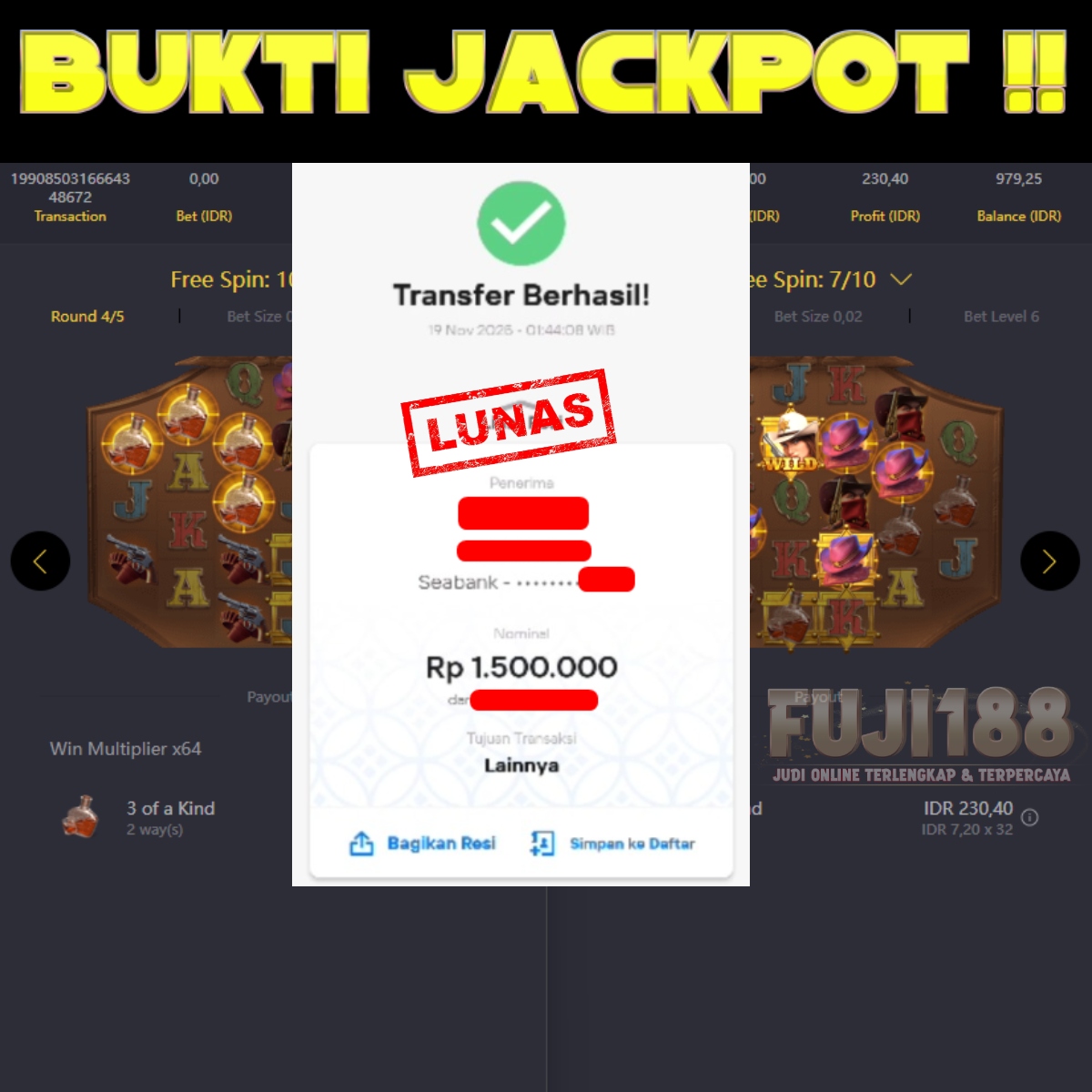 Bukti Kemenangan WILD BOUNTY SHOWDOWN