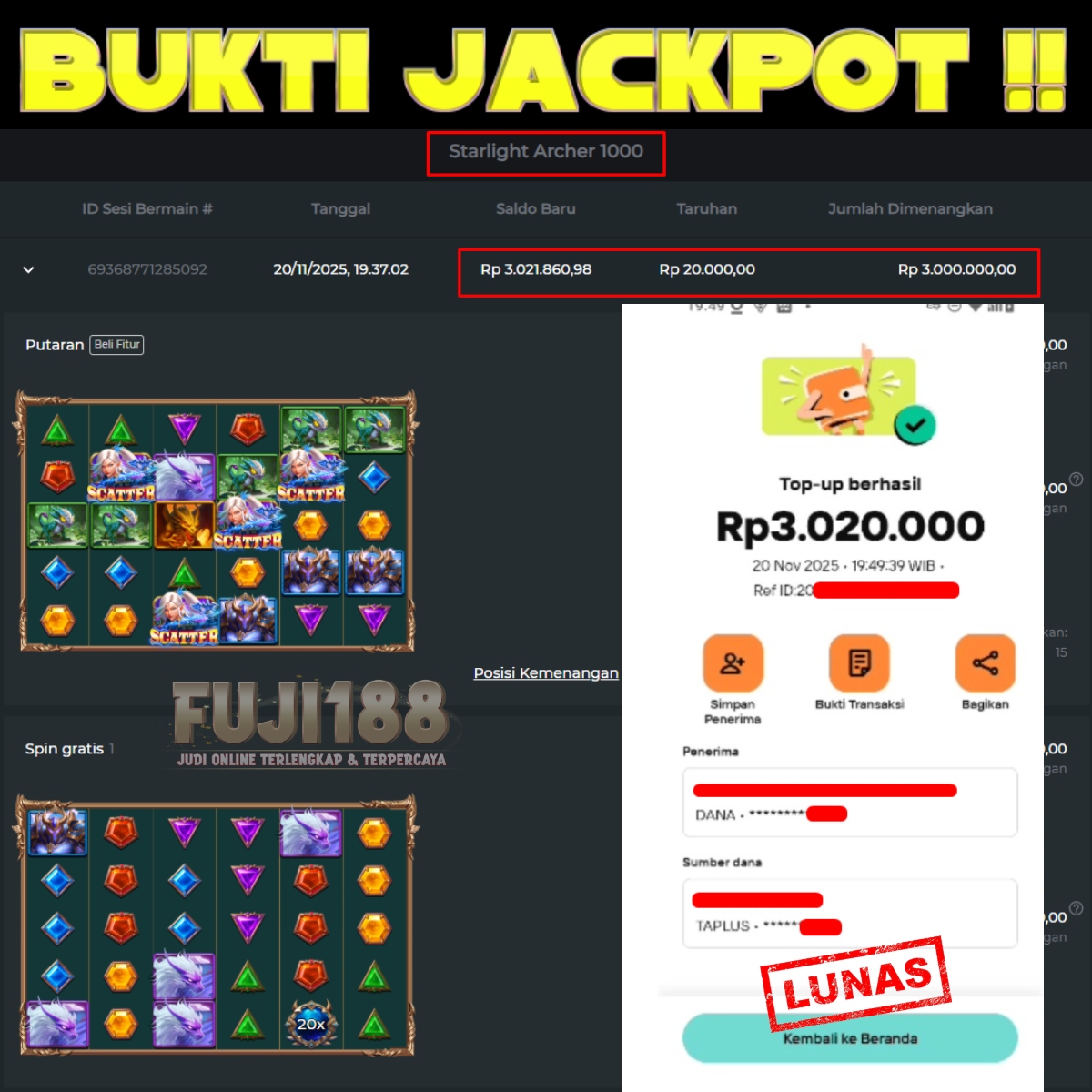 Bukti Kemenangan Starlight Archer 1000