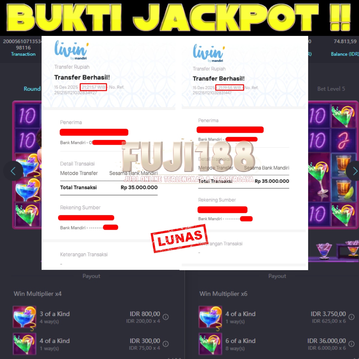 Bukti Kemenangan Cocktail Nite – PG SOFT