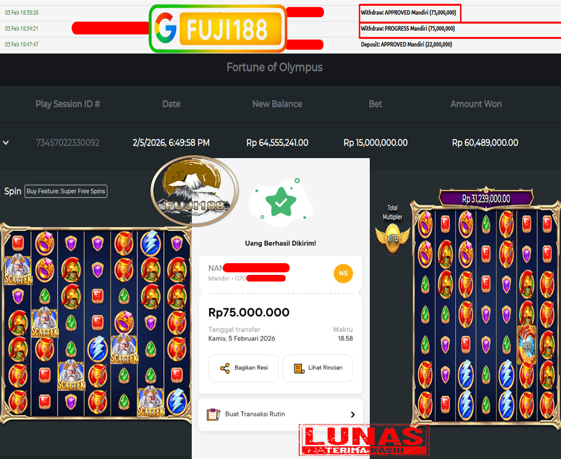 Bukti Kemenangan FORTUNE OF OLYMPUS